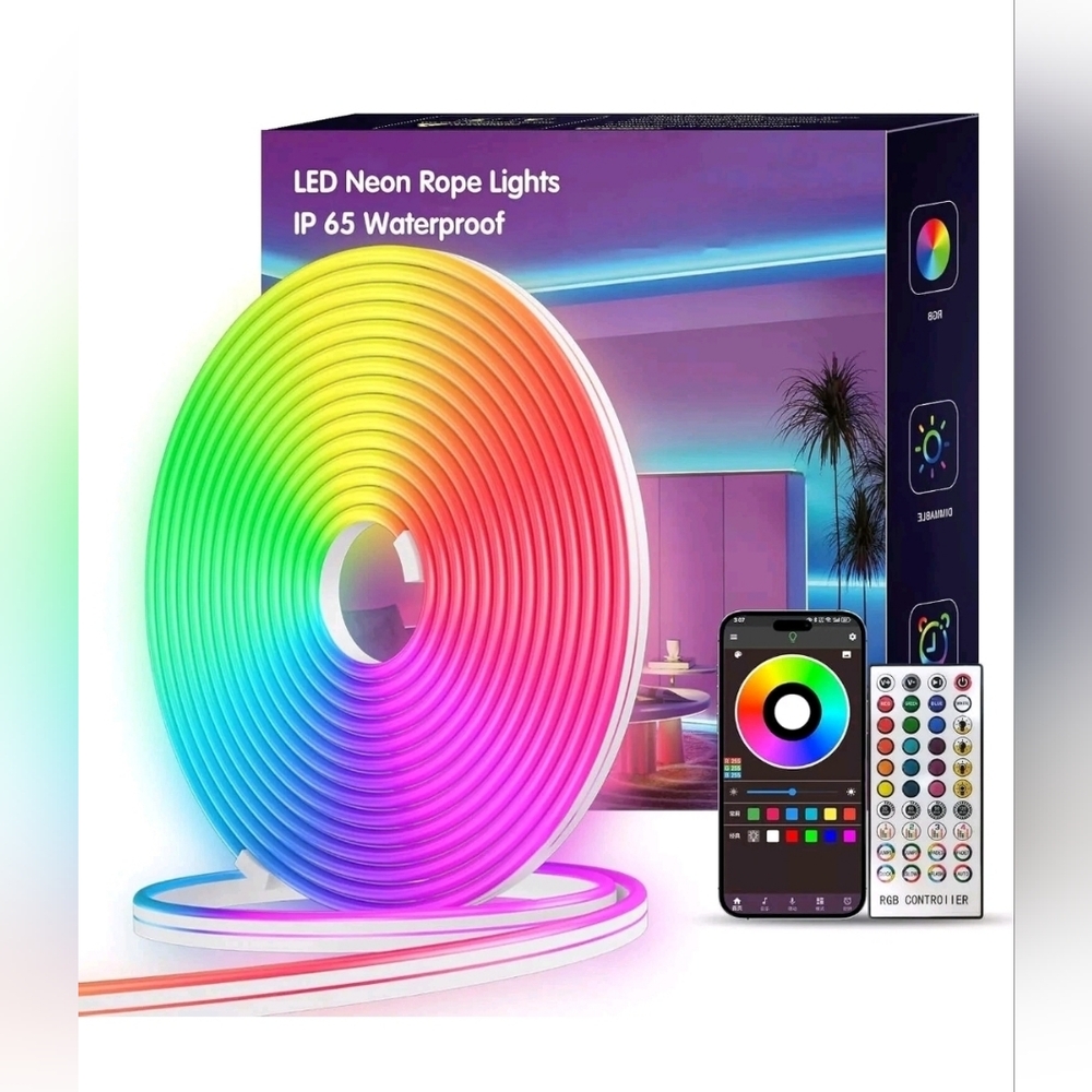 32.8ft RGB Neon Rope Lights | App & Remote Control Music Sync LED Strip